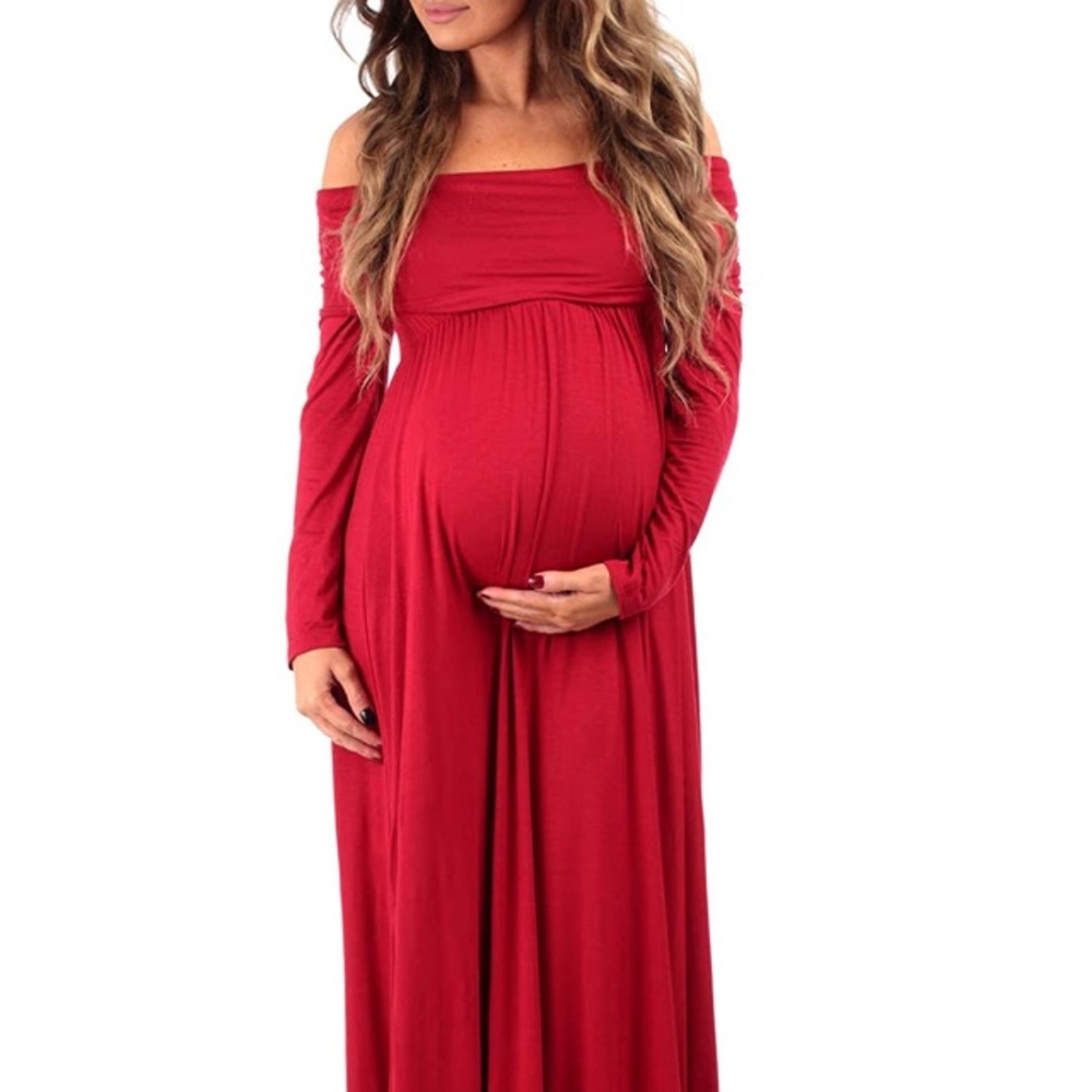 HP🥂Off Shoulder | Red Maternity Dress